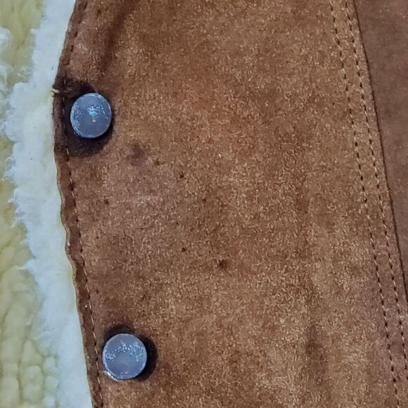 Wrangler Mens Sz Small Leather Sherpa Lined Vest Western Distressed - Picture 4 of 6